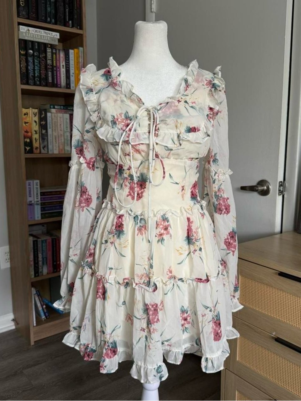 white coquette floral mini dress